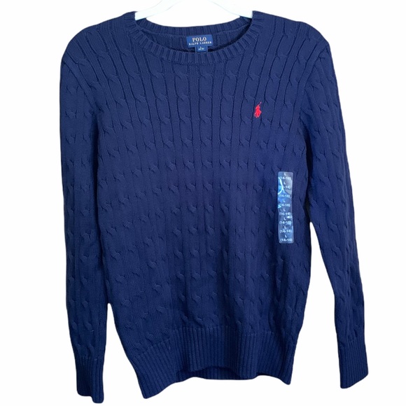 Polo Ralph Lauren Sweaters - Polo Ralph Lauren navy blue crewneck sweater with red polo logo and tag size L